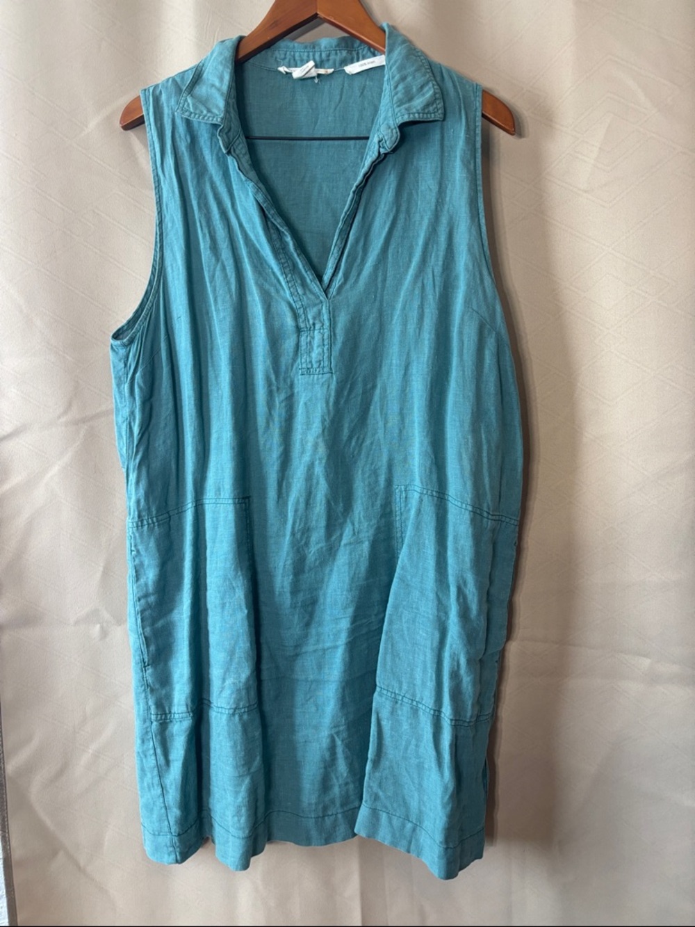 Sleeveless Teal Collared Tunic Dress 0091